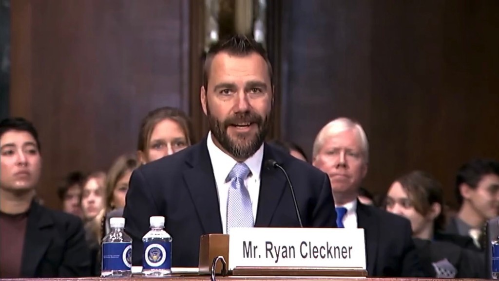Ryan Cleckner testifying before the U.S. Senate Judiciary Committee Ryan Cleckner testifying before the U.S. Senate Judiciary Committee